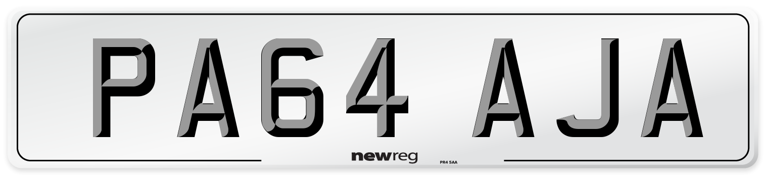 PA64 AJA Number Plate from New Reg